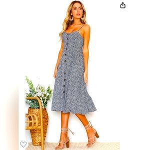 Navy floral midi dress